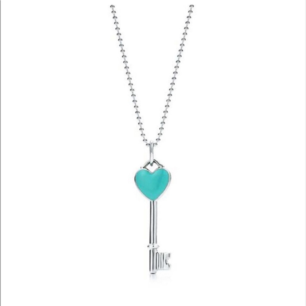 Tiffany’s Key Necklace - Teal Heart